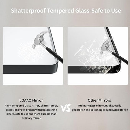 LOAAO 40X36 Inch Black Metal Framed Bathroom Mirror