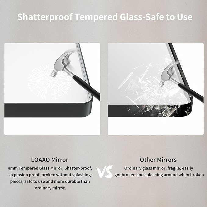 LOAAO 84x32 Inch Black Metal Framed Bathroom Mirror