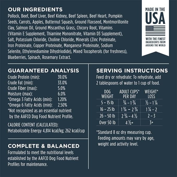 Instinct Freeze Dried Raw Meals, Natural Dry Dog Food, Grain Free - Wild Caught Pollock, 14 oz. Bag