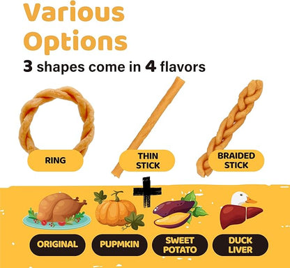 iPaw Turkey Dog Treats, All Natural Human Grade Dog Treat, Suitable for Training chew, US Sourced Raw Material, Hypoallergenic, Rawhide Alternative, Thin Stick (Pumpkin)