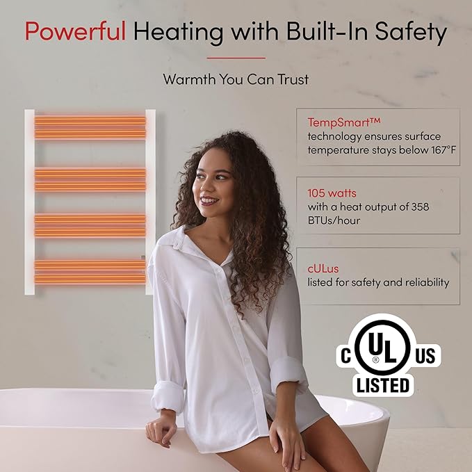 WarmlyYours Heated Towel Warmer Rack, Integrated On/Off Switch