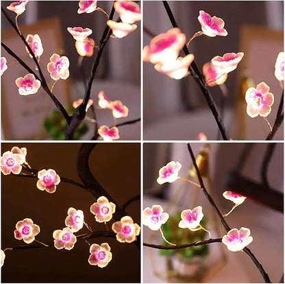 36 LED Cherry Blossom Sparkly Fairy Spirit Tree Lights, Twinkling Tree 3AA&USB Powered, Tabletop DIY Artificial Tree Lamp for Bedroom Christmas Indoor Room Decor Lights (Warm White)
