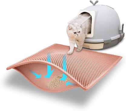 Pieviev Cat Litter Mat Double Layer Waterproof Urine Proof Trapping Mat 1 Pack (Red, 24x15 Inch (Pack of 1))