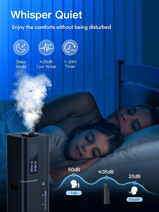 Zeova 10L/2.64Gal Humidifier, Top Fill Quiet Ultrasonic Cool Mist Humidifiers