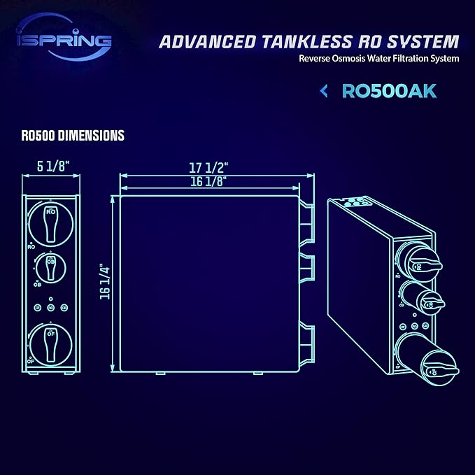 iSpring RO500AK-BN+UVF8 Tankless Reverse Osmosis Water Filtration System