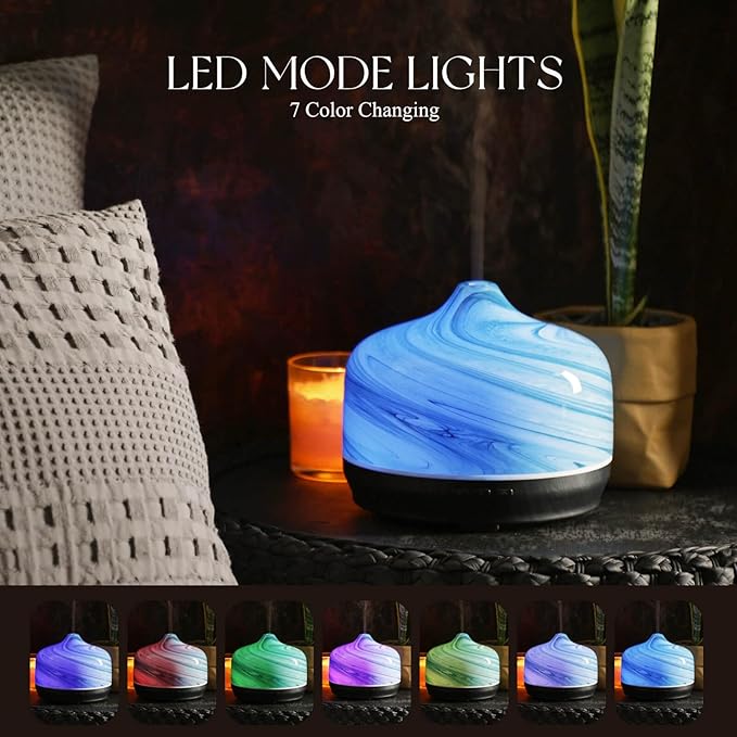 Porseme 500ml Glass Essential Oil Diffuser Aromatherapy Ultrasonic Cool Mist