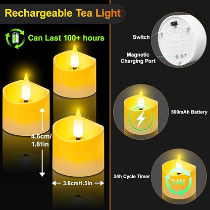 YiaMia 12 Pack Upgraded Rechargeable Tea Lights