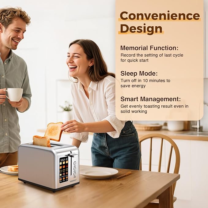 2 Slice Easy Touch Screen Toaster, Stainless Steel Toaster