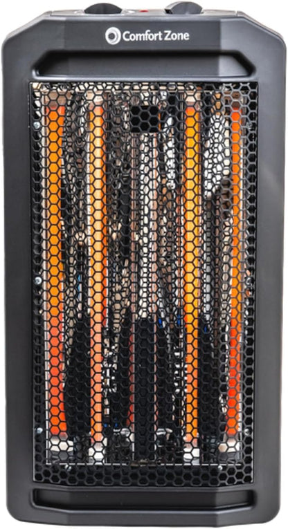 Comfort Zone Indoor Tower Space Heater, Adjustable Thermostat, Radiant Heat