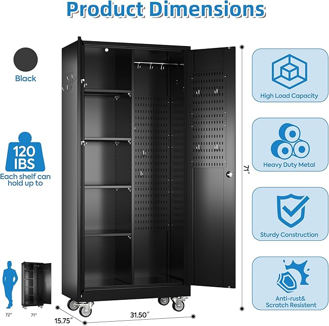 SUXXAN Broom Closet Storage Cabinet
