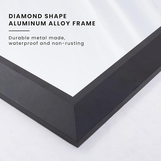 Amorho Black Bathroom Mirror, 24x36 Inch Thick Metal Framed Wall Mirrors