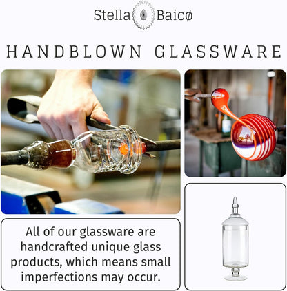 Glass Apothecary Jars with Lids, Candy Jar for Candy Buffet, Elegant Decorative Jars for Wedding and Dispaly (Height: 15", Diameter: 5.1")