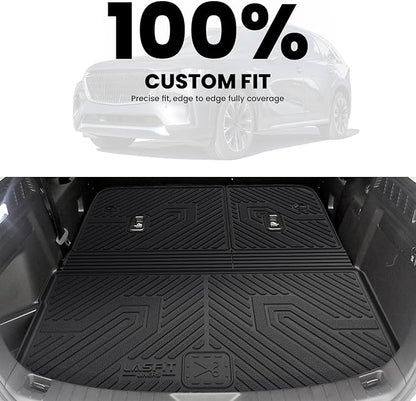 LASFIT Cargo Mat and Backrest Mat for Mazda CX-90 / CX 90 PHEV 2024 2025 2026 7&8 Seats(Not for 6 Seats) TPE Custom Fit All Weather Trunk Liner Waterproof CX90/CX90 PHEV Cargo Tray Accessories, Black