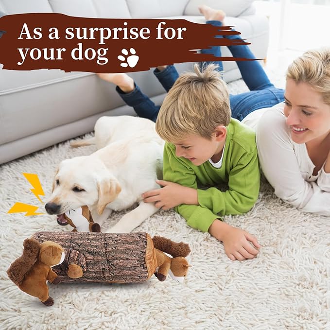 IFOYO Squirrel Hide and Seek Dog Toy, Squeaky Interactive Dog Toys for Boredom, Plush Dogs Toys to Keep Them Busy, Relive Anxiety, Attract Attention, Puzzle Toy for Smal and Medium Dogs