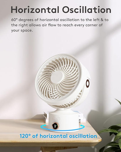 CARONSORT Small Desk Oscillating Fan, Table Air Circulator Fans