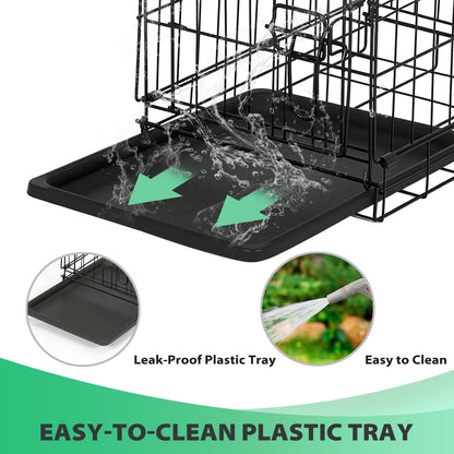 BestPet | Dog Crate | 18" | Black | Foldable Metal Kennel with Double Doors, Secure Slide-Bolt Latches, Leakproof Tray | Portable Dog Cage for Small Breeds | for Travel, Indoor & Outdoor Use
