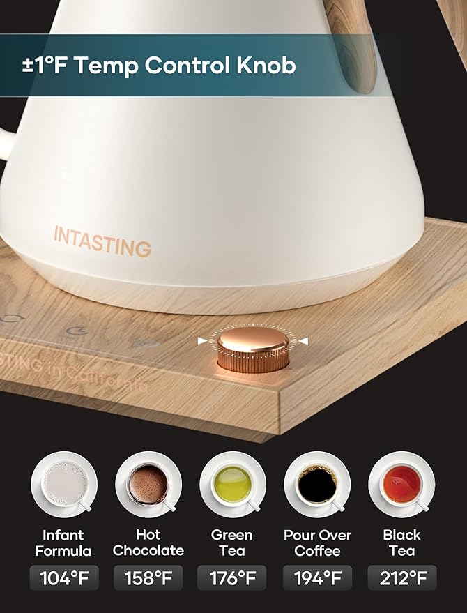 Electric Kettle, Gooseneck Electric Kettle, ±1℉ Precise Temperature Control