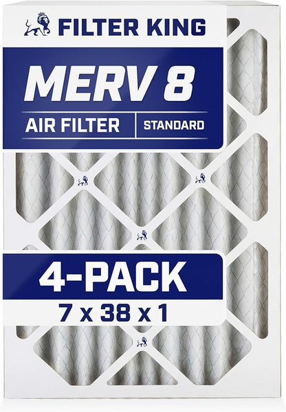 Filter King 7x38x1 Air Filter | 4-PACK | MERV 8 HVAC Pleated A/C Furnace