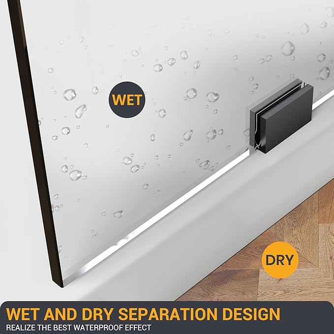 Bathroom Shower Glass Door 34" W×78.75" H, 3/8" Thick Clear Tempered Glass Panel