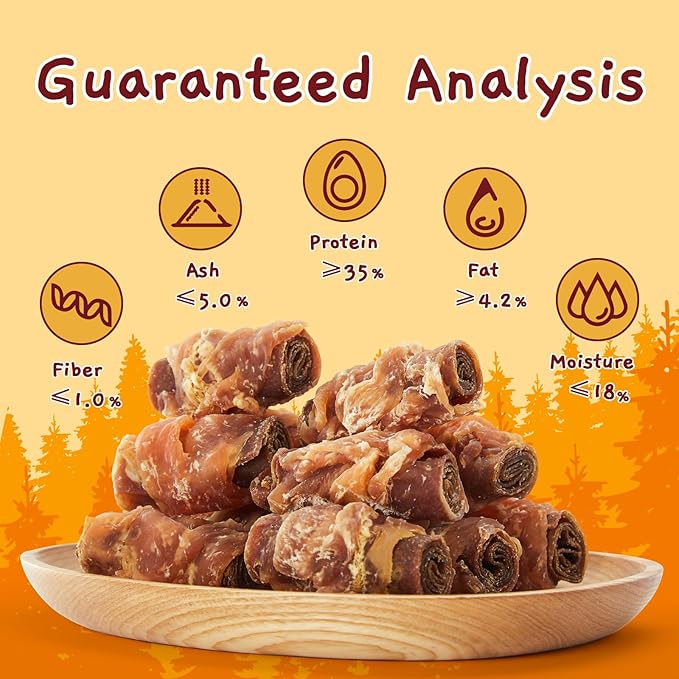 Jungle Calling Multi Flavor Rolls Dog Treats, Made with Real Chicken Duck Beef Meat, Peanut Butter Flavor Rawhide-Free Dog Snacks, Health Skin and High Protein Dog Treat, 10.6 oz