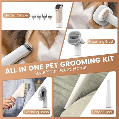 Dog Grooming Vacuum, Pet Grooming Kit with Dog Clippers, 2.5L Dust Cup 11000Pa Dogs Vacuum for Shedding Grooming, 5 Grooming Tools Home Cleaning in 1, Low Noise Pet Grooming Vacuum for Dogs, PG50