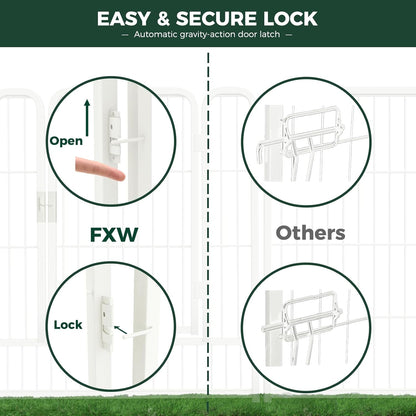 FXW Rollick Unleashed Dog Playpen for Indoor, Yard, RV Camping, 32 inch 16 Panels for Medium and Large Dogs, White│Patented