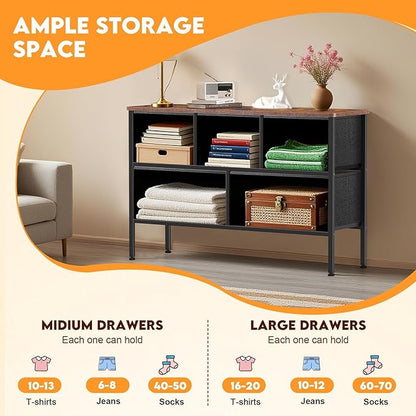 Curved Profile Dresser for Bedroom, Chest of Drawers, 5 Storage Drawers