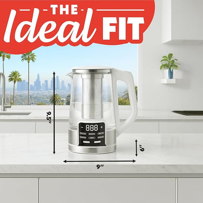 Gourmia Electric Programmable Glass Kettle – 1.7L Temperature Control Tea &