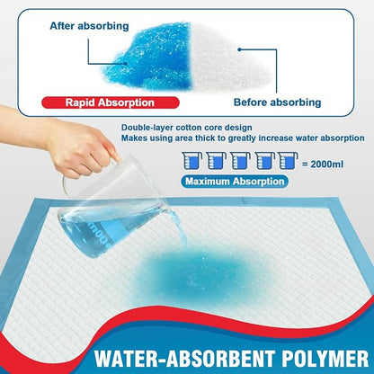 BIGGMED Tear-Resistant Incontinence Bed Pads 40'' x 36'' 130Gram | Extra Large, Heavy Duty, Disposable Underpads Chucks Pads, For Adults, Kids & Elderly
