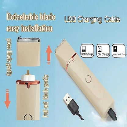 4 in1 Pet Dog Grooming Clippers Cat Nail Clipper&Paw Trimmer Dog Hair Trimmer-Low Noise Rechargeable - Cordless Quiet Pet Grooming Supplies for Dogs Hair Nail Clippers Around Eyes and Ears (Beige)