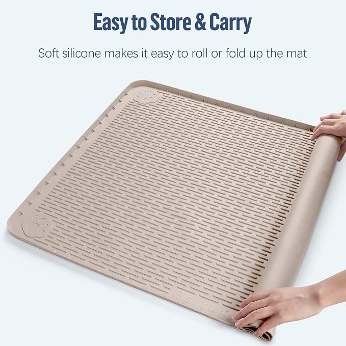 Pee Pad Holder for Dogs 34''x22'' Silicone Puppy Pee Pad Tray, Khaki | Extra Large Dog Potty Tray Leak-Proof, High Edge, No Spill Training Pads for Floor Protection, No Pee Pads