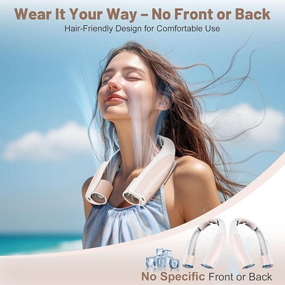 AI Portable Neck Fan with 6 Powerful Speeds, 8000mAh Battery Operated USB-C