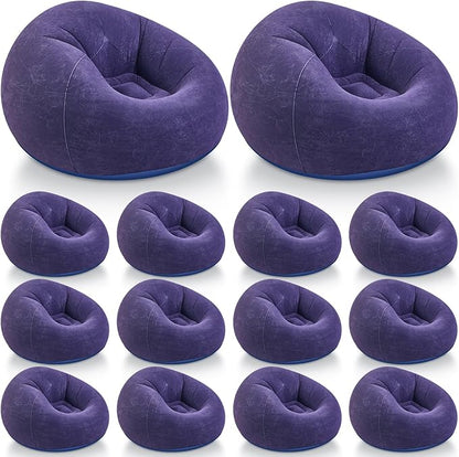 Realspring Inflatable Bean Bag Chairs Outdoor Blow up Camping Chairs Inflatable Lazy Sofa Folding Portable Bean Bag Loungers Couch for Movie Night(Blue,12 Pcs)