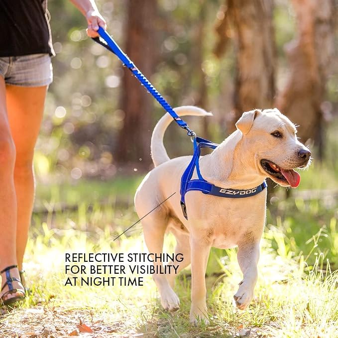 EzyDog Quick Fit Dog Harness, Soft Neoprene Padding - X-Large, Gray | Fast One-Click Buckle, Adjustable Fit, Strong Reinforced Materials, Reflective Stitching, No Pull Dog Harness, Easy Walking