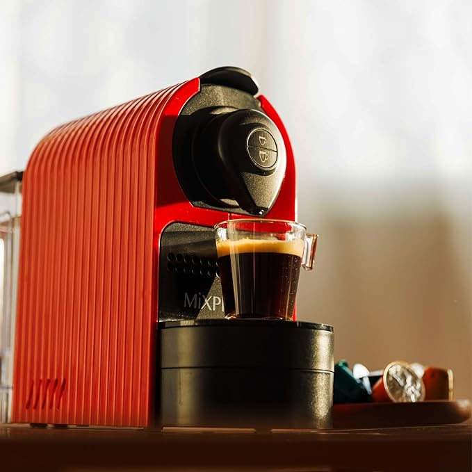Mixpresso Red Espresso Coffee Machine – Compact 1400W Single Serve Coffee Maker
