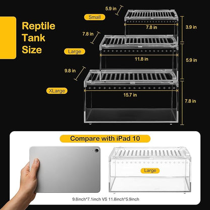 Small Reptile Terrarium Kit,Escape Proof Tarantula Enclosure,PC Starter Hermit Crab Tank,Spider Habitat for Praying Mantis Cage,Frog Vivarium,Insect House,Jumping Spider Cribs,Lizard Container