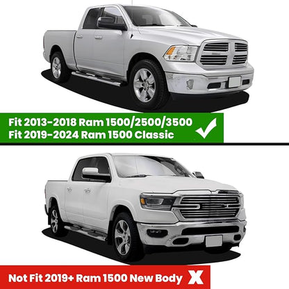 LASFIT Floor Mats 2013-2018 for Dodge Ram 1500/2500/3500 Crew Cab, 2019-2024 for Dodge Ram 1500 Classic Crew Cab 4 Full Size Doors All Weather TPE Custom Fit Car Mats Floor Liners 1st & 2nd Row, Black