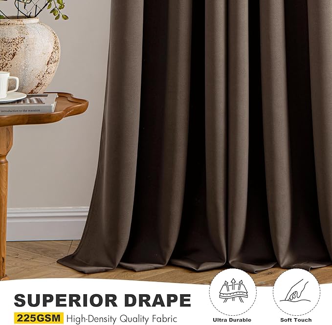 MIULEE Chocolate Brown Blackout Curtains