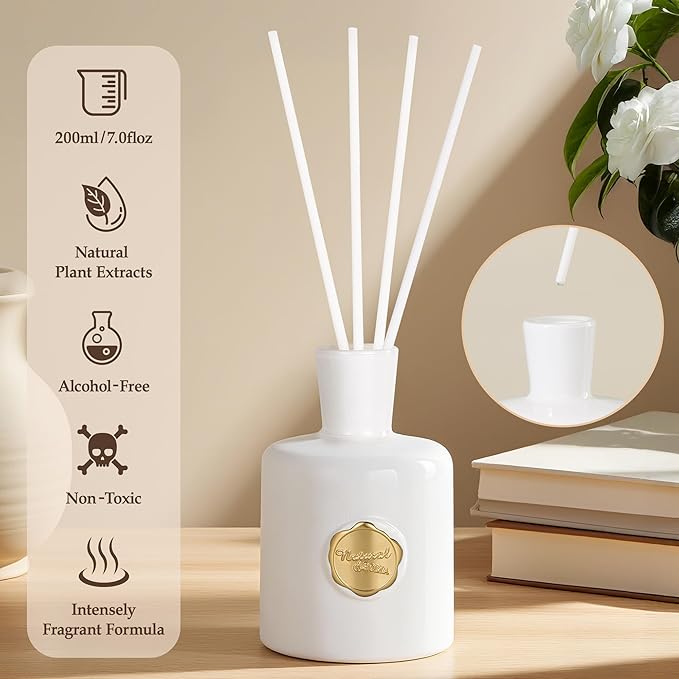 XEPTLE Reed Diffuser Set, 7.04 oz Creamy Gardenia Scent Diffuser