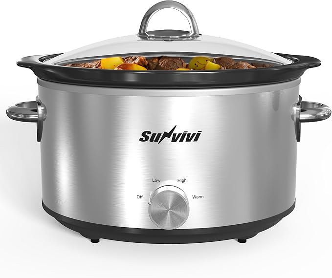 Sunvivi Small Slow Cooker 4QT, Mini Food Warmer