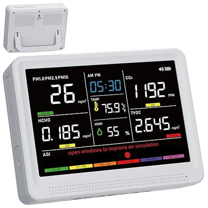 bonoch 16 in 1 Air Quality Monitor Indoor 10h-Battery & 5.5" Display 9 AQI+7