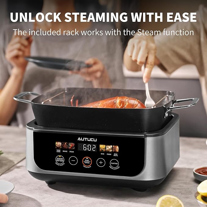 Slow Cooker 7 Quart | Programmable Multi-Cooker PFOA-Free Ceramic Coating