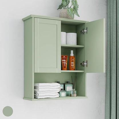 Bathroom Cabinet Wall Mount Buffering Hinge, Large Space Wooden Medicine Cabinet