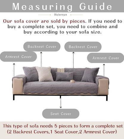 Grey Fuzzy Rabbit Plush Sofa Cover Cozy Warm Sofa Couch Covers with 3D Jacquard Leaf Pattern Non-Slip Easy-to-Install Shaggy Sofa Slipcover Prefect for Kids Dogs Cats Cats(Grey,36"x28")