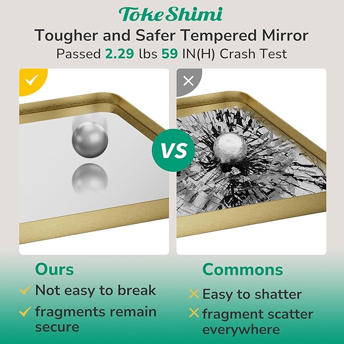 TokeShimi 48x36 Gold Bathroom Mirror
