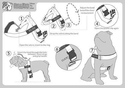 Adjustable Dog Harness– No Pull, No Choke – for English Bulldogs, French Bulldogs, Pugs & Broad-Chested Breeds – Easy, Safe Walks (Black, Medium)