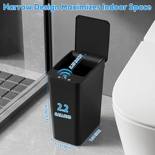 Bathroom Trash Can with Lid, KOEYLE 2 Pack 2.2 Gallon Automatic Touchless