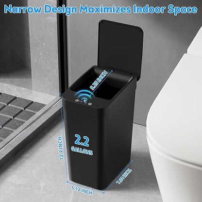 Bathroom Trash Can with Lid, KOEYLE 2 Pack 2.2 Gallon Automatic Touchless