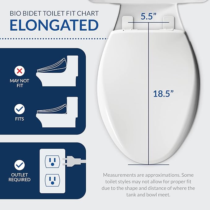 Bio Bidet DLS Premium Heated Bidet Seat, Warm Water & Air Dryer, Auto Open and