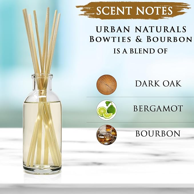 Urban Naturals Bowties & Bourbon Reed Diffuser Gift Set | Dark Oak, Bergamot &